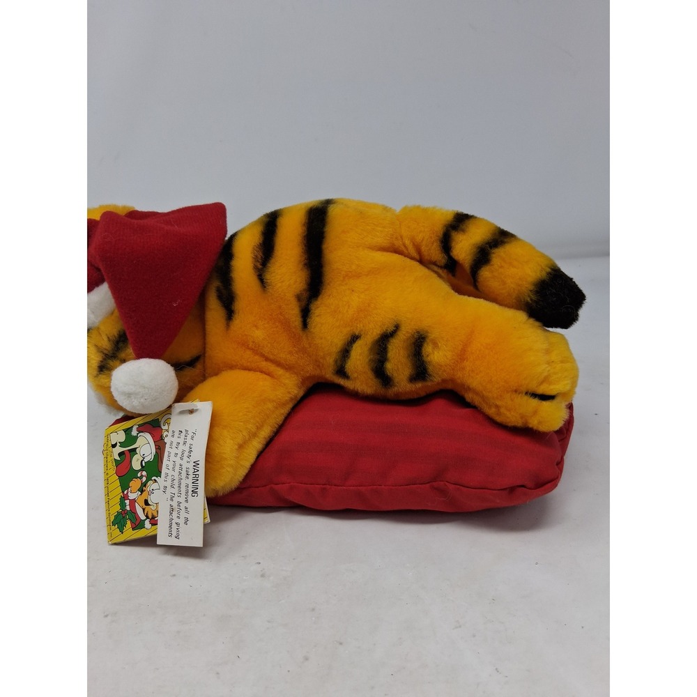 Vintage Garfield Christmas Plush Santa Hat Striped Pillow Dakin 1978 1981 Tag. P - Picture 7 of 11